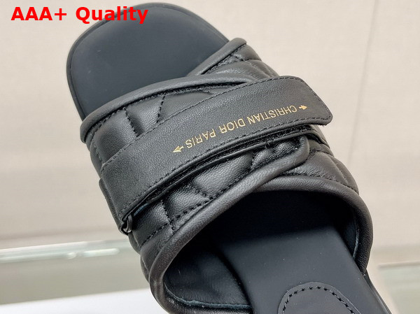 Dio R Evolution Heeled Slide Black Quilted Cannage Calfskin Replica