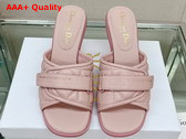 Dio R Evolution Heeled Slide Pink Quilted Cannage Calfskin Replica