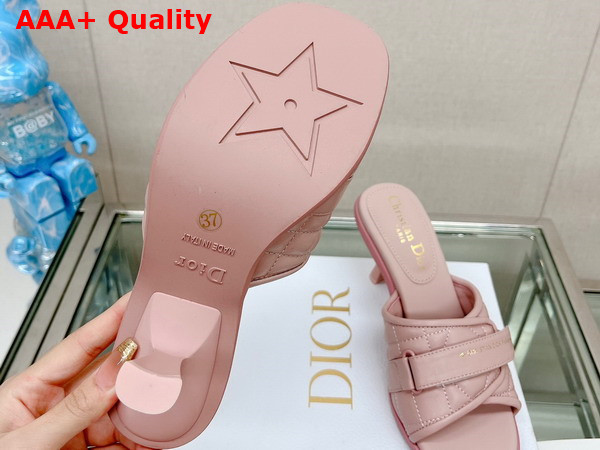 Dio R Evolution Heeled Slide Pink Quilted Cannage Calfskin Replica