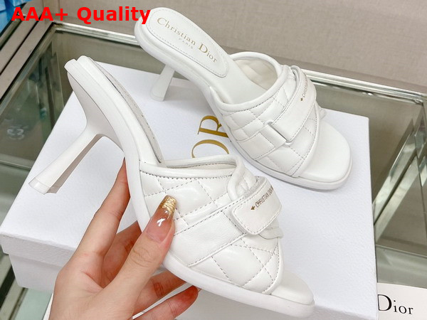 Dio R Evolution Heeled Slide White Quilted Cannage Calfskin Replica