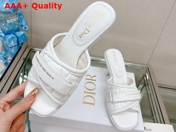 Dio R Evolution Heeled Slide White Quilted Cannage Calfskin Replica
