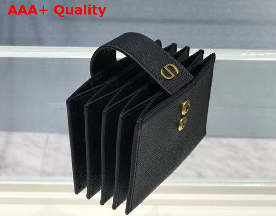 Dior 30 Montaigne 5 Gusset Card Holder Black Grained Calfskin Replica