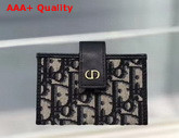Dior 30 Montaigne 5 Gusset Card Holder Blue Dior Oblique Jacquard Replica