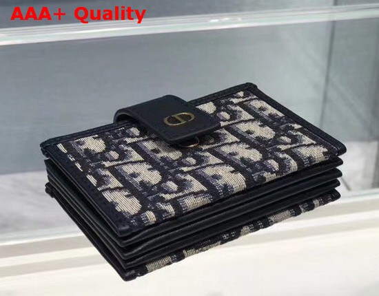 Dior 30 Montaigne 5 Gusset Card Holder Blue Dior Oblique Jacquard Replica