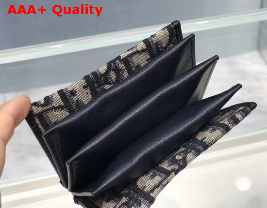 Dior 30 Montaigne 5 Gusset Card Holder Blue Dior Oblique Jacquard Replica