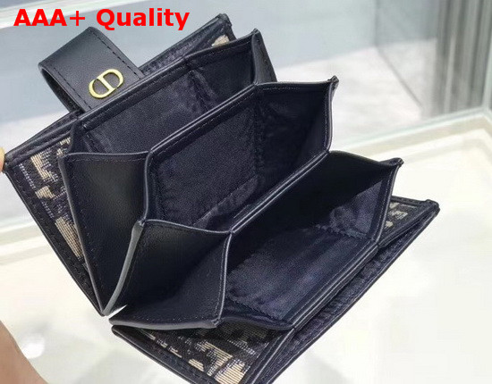 Dior 30 Montaigne 5 Gusset Card Holder Blue Dior Oblique Jacquard Replica