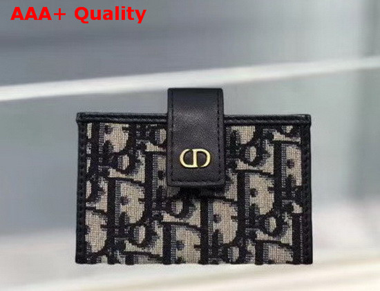 Dior 30 Montaigne 5 Gusset Card Holder Blue Dior Oblique Jacquard Replica