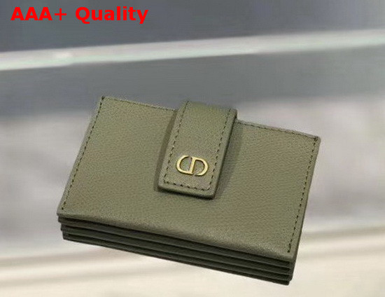 Dior 30 Montaigne 5 Gusset Card Holder Dusty Jade Grained Calfskin Replica