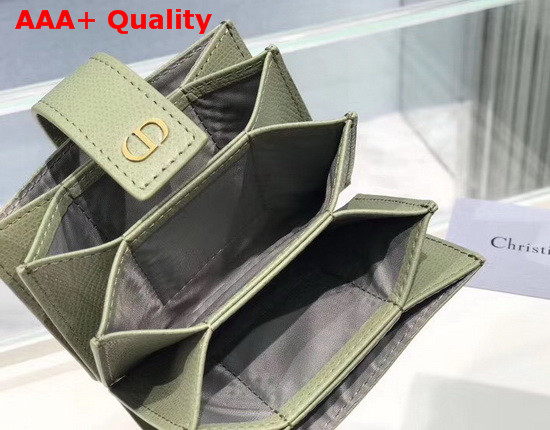 Dior 30 Montaigne 5 Gusset Card Holder Dusty Jade Grained Calfskin Replica