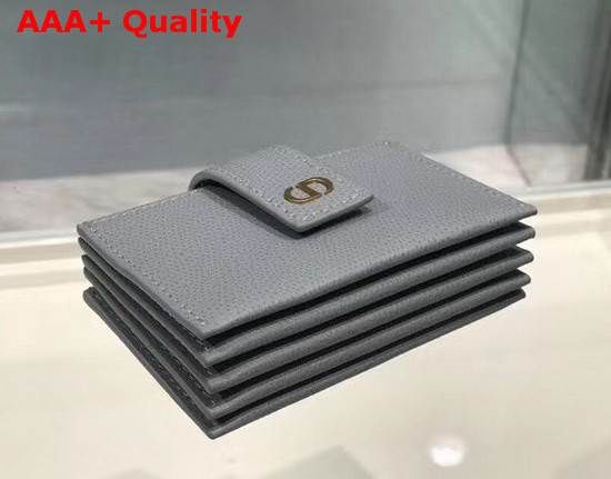 Dior 30 Montaigne 5 Gusset Card Holder Gray Stone Grained Calfskin Replica
