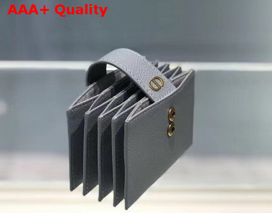 Dior 30 Montaigne 5 Gusset Card Holder Gray Stone Grained Calfskin Replica