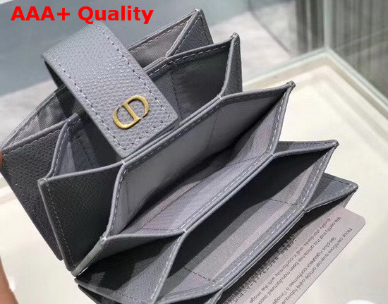 Dior 30 Montaigne 5 Gusset Card Holder Gray Stone Grained Calfskin Replica