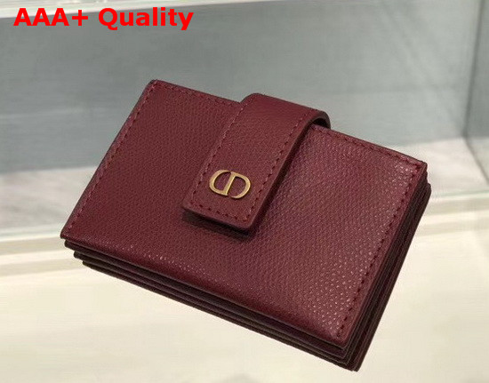 Dior 30 Montaigne 5 Gusset Card Holder Red Grained Calfskin Replica