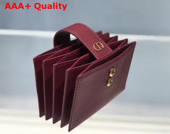 Dior 30 Montaigne 5 Gusset Card Holder Red Grained Calfskin Replica