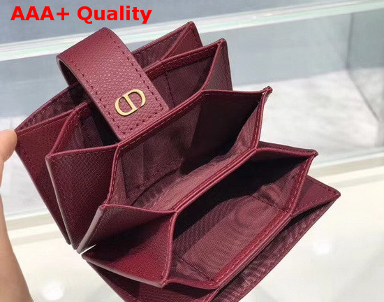 Dior 30 Montaigne 5 Gusset Card Holder Red Grained Calfskin Replica