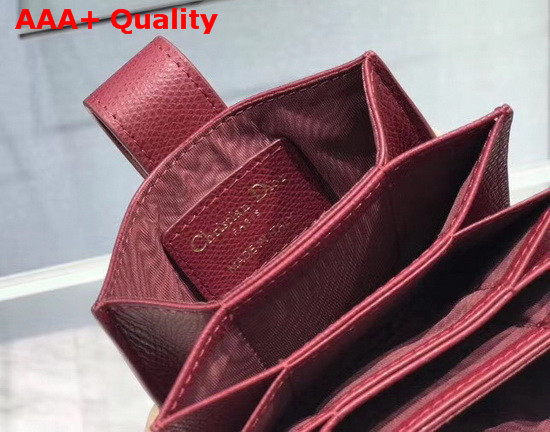Dior 30 Montaigne 5 Gusset Card Holder Red Grained Calfskin Replica