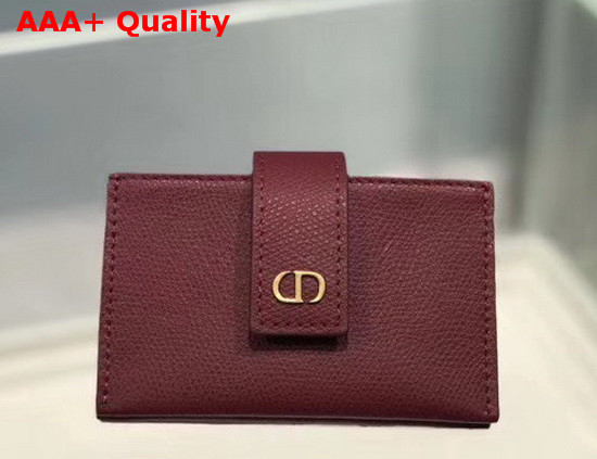 Dior 30 Montaigne 5 Gusset Card Holder Red Grained Calfskin Replica