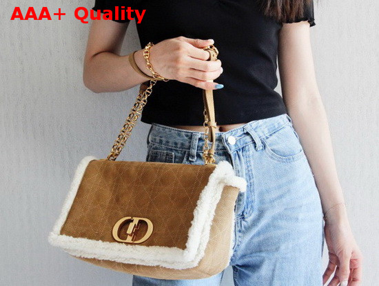 Dior 30 Montaigne Bag Camel Colored Shearling Replica