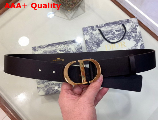 Dior 30 Montaigne Belt Black Smooth Calfskin 35mm Shiny Gold Buckle Replica