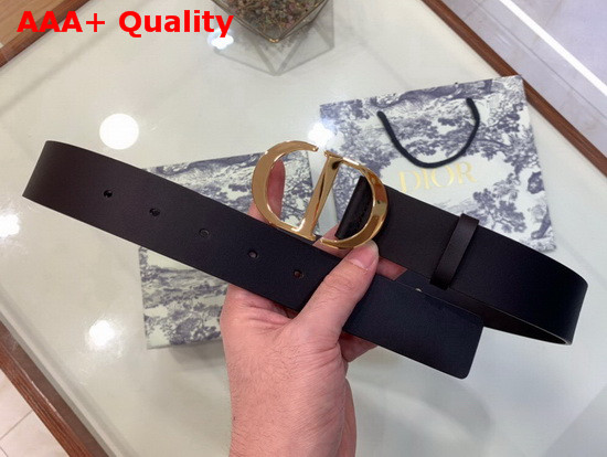 Dior 30 Montaigne Belt Black Smooth Calfskin 35mm Shiny Gold Buckle Replica