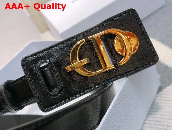 Dior 30 Montaigne Belt in Crackled Black Lambskin CD Signature Buckle in Gold Tone Metal Replica