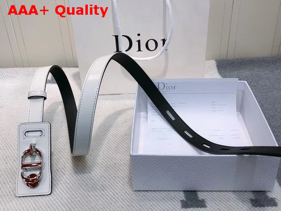 Dior 30 Montaigne Belt in Crackled White Lambskin CD Signature Buckle in Silver Tone Metal Replica