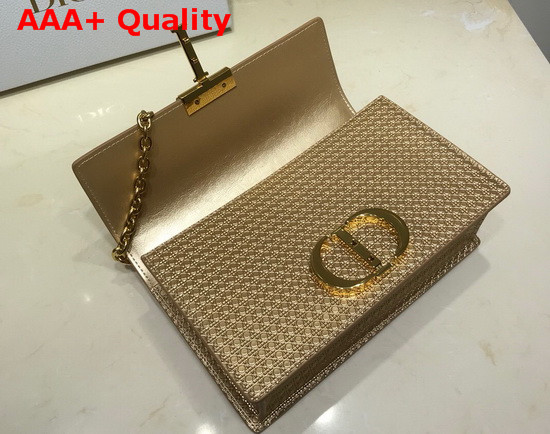 Dior 30 Montaigne Chain Bag Metallic Gold Microcannage Calfskin Replica