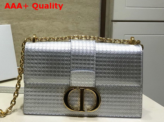 Dior 30 Montaigne Chain Bag Metallic Steel Gray Microcannage Calfskin Replica