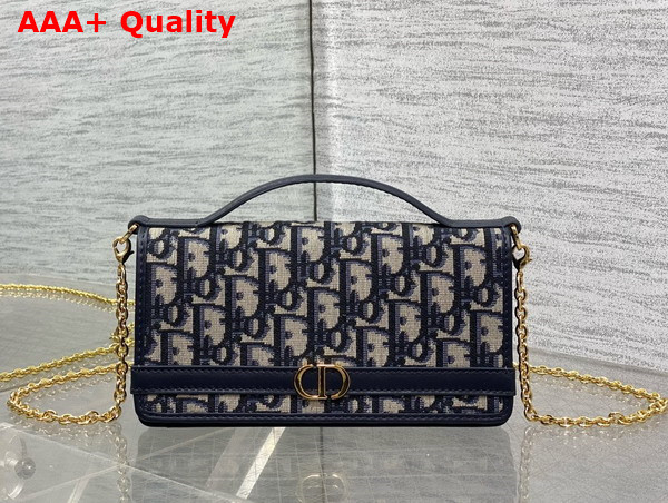Dior 30 Montaigne Cigale Pouch with Chain Blue Dior Oblique Jacquard Replica