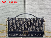 Dior 30 Montaigne Cigale Pouch with Chain Blue Dior Oblique Jacquard Replica