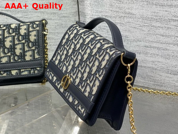 Dior 30 Montaigne Cigale Pouch with Chain Blue Dior Oblique Jacquard Replica