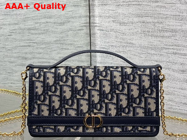 Dior 30 Montaigne Cigale Pouch with Chain Blue Dior Oblique Jacquard Replica