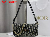 Dior 30 Montaigne D Vine Pouch with Chain Blue Dior Oblique Jacquard Replica