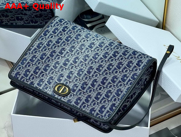 Dior 30 Montaigne Dea Pouch Blue Denim Dior Oblique Jacquard Replica
