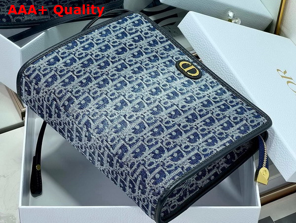 Dior 30 Montaigne Dea Pouch Blue Denim Dior Oblique Jacquard Replica