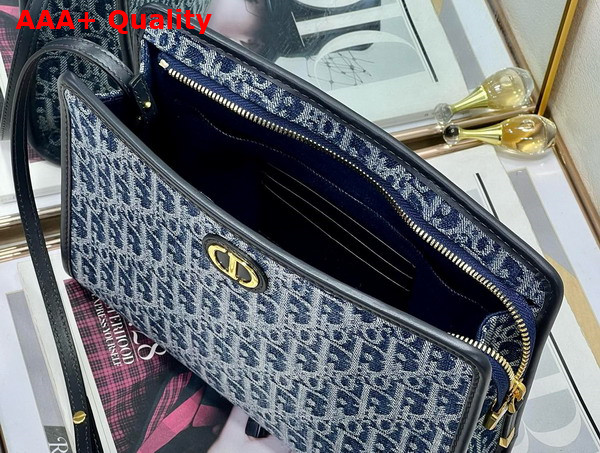 Dior 30 Montaigne Dea Pouch Blue Denim Dior Oblique Jacquard Replica