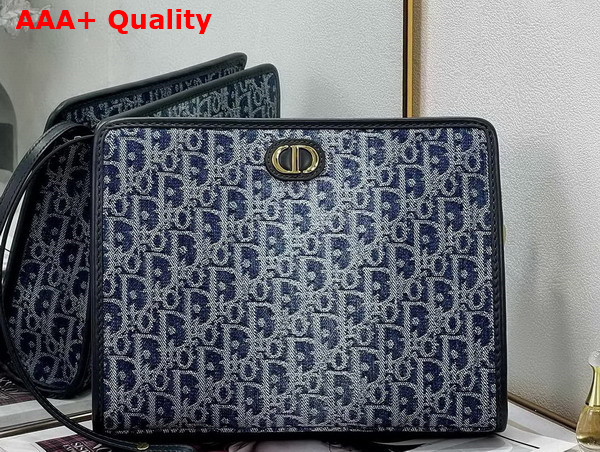 Dior 30 Montaigne Dea Pouch Blue Denim Dior Oblique Jacquard Replica