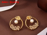 Dior 30 Montaigne Earrings Gold Finish Metal and White Resin Pearls with Crystals Replica