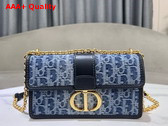 Dior 30 Montaigne East West Bag with Chain Blue Denim Dior Oblique Jacquard Replica