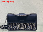 Dior 30 Montaigne East West Bag with Chain Blue Dior Oblique Jacquard and Smooth Calfskin Replica