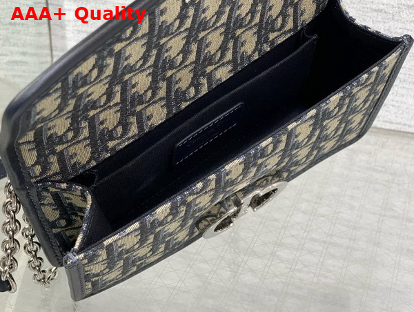 Dior 30 Montaigne East West Bag with Chain in Blue Dior Oblique Jacquard and Smooth Calfskin Replica