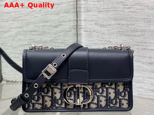 Dior 30 Montaigne East West Bag with Chain in Blue Dior Oblique Jacquard and Smooth Calfskin Replica