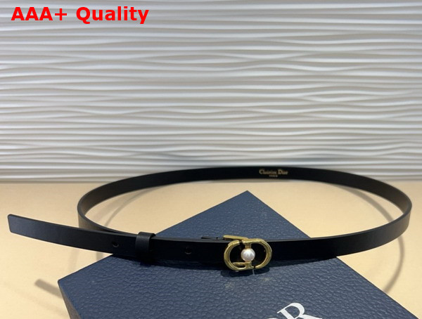 Dior 30 Montaigne Jolie Belt in Black Smooth Calfskin and White Resin Pearl 20mm Replica