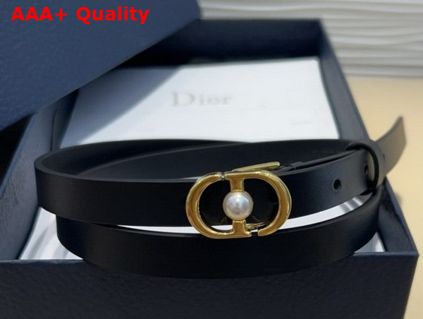 Dior 30 Montaigne Jolie Belt in Black Smooth Calfskin and White Resin Pearl 20mm Replica