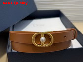 Dior 30 Montaigne Jolie Belt in Brown Smooth Calfskin and White Resin Pearl 20mm Replica