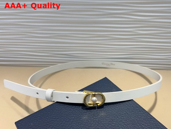 Dior 30 Montaigne Jolie Belt in White Smooth Calfskin and White Resin Pearl 20mm Replica
