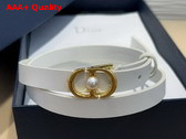 Dior 30 Montaigne Jolie Belt in White Smooth Calfskin and White Resin Pearl 20mm Replica