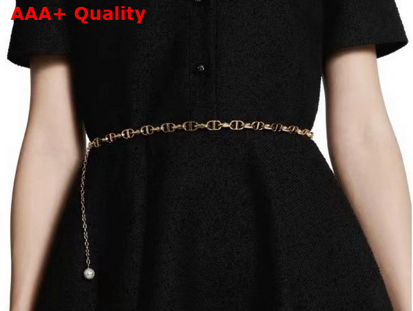 Dior 30 Montaigne Jolie Chain Belt Gold Finish Metal and White Resin Pearls 10mm Replica