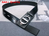 Dior 30 Montaigne Lambskin Belt in Black Crackled Lambskin Silver CD Signature Buckle Replica