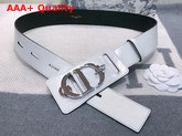 Dior 30 Montaigne Lambskin Belt in White Crackled Lambskin Silver CD Signature Buckle Replica